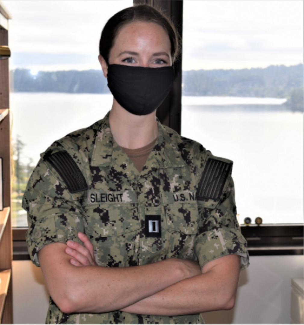 Photo By Douglas Stutz | shore line support...Lt. Caitlin Sleight, clinical psychologist, division officer and Marine Corps Security Force Battalion Psychology Liaison for NMRTC Bremerton’s Mental Health Department, was recently selected as the command’s Junior Officer of the Quarter. Her expertise as a clinical psychologist is an apt paradigm of the importance attached to mental health and wellness by Navy Medicine and the Military Health System. “Paying attention to our behavioral health is an important aspect of overall health. It is the foundation of warrior toughness and resiliency for service members,” explained Sleight (Official Navy photo by Douglas H Stutz, NHB/NMRTC Bremerton public affairs officer).