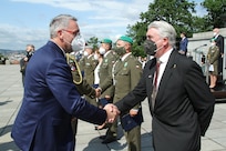 Czech Republic Minister of Defence, Lubomir Metna, greeting Dr. Stephen D. O’Regan.