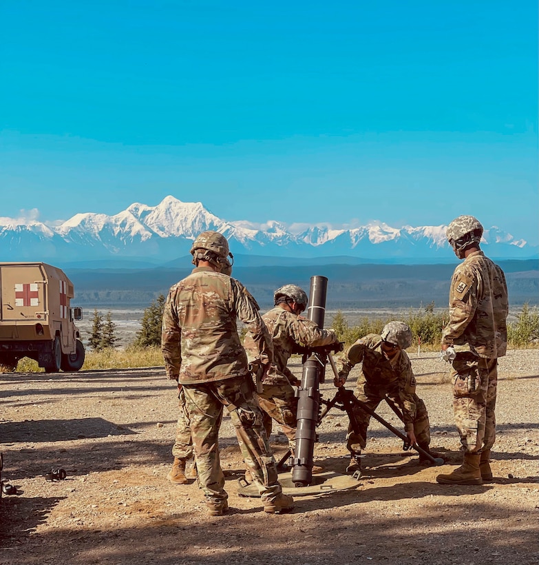 Indirect fire infantrymen with the Alaska Army National Guard’s 1st Battalion, 297th Infantry Regiment conducted live-fire training on various weapon systems at Donnelly Training Center, near Fort Greely, Alaska, July 19, during their annual training event. (U.S. Army National Guard photo by Sgt. 1st Class Dayton Will)