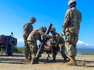 Indirect fire infantrymen with the Alaska Army National Guard’s 1st Battalion, 297th Infantry Regiment conducted live-fire training on various weapon systems at Donnelly Training Center, near Fort Greely, Alaska, July 19, during their annual training event. (U.S. Army National Guard photo by Sgt. 1st Class Dayton Will)