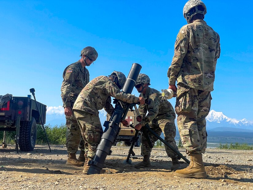 Indirect fire infantrymen with the Alaska Army National Guard’s 1st Battalion, 297th Infantry Regiment conducted live-fire training on various weapon systems at Donnelly Training Center, near Fort Greely, Alaska, July 19, during their annual training event. (U.S. Army National Guard photo by Sgt. 1st Class Dayton Will)