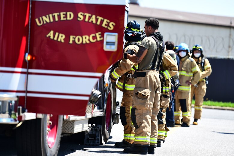 Firefighters arrives to a scene.