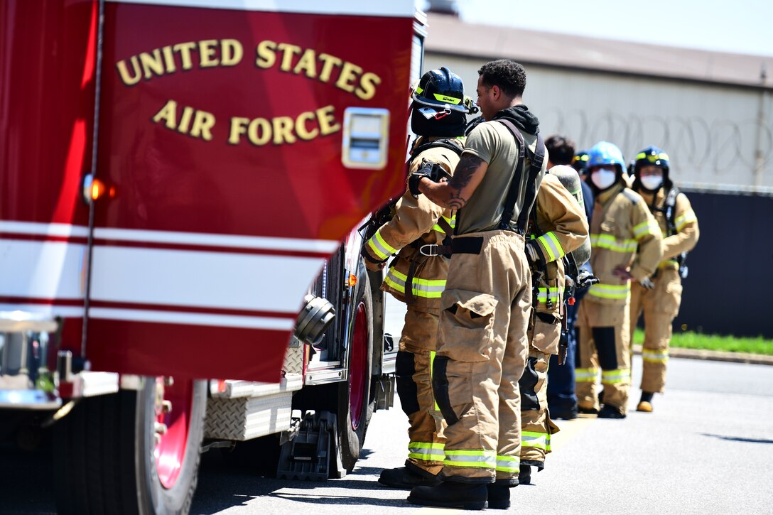 Firefighters arrives to a scene.