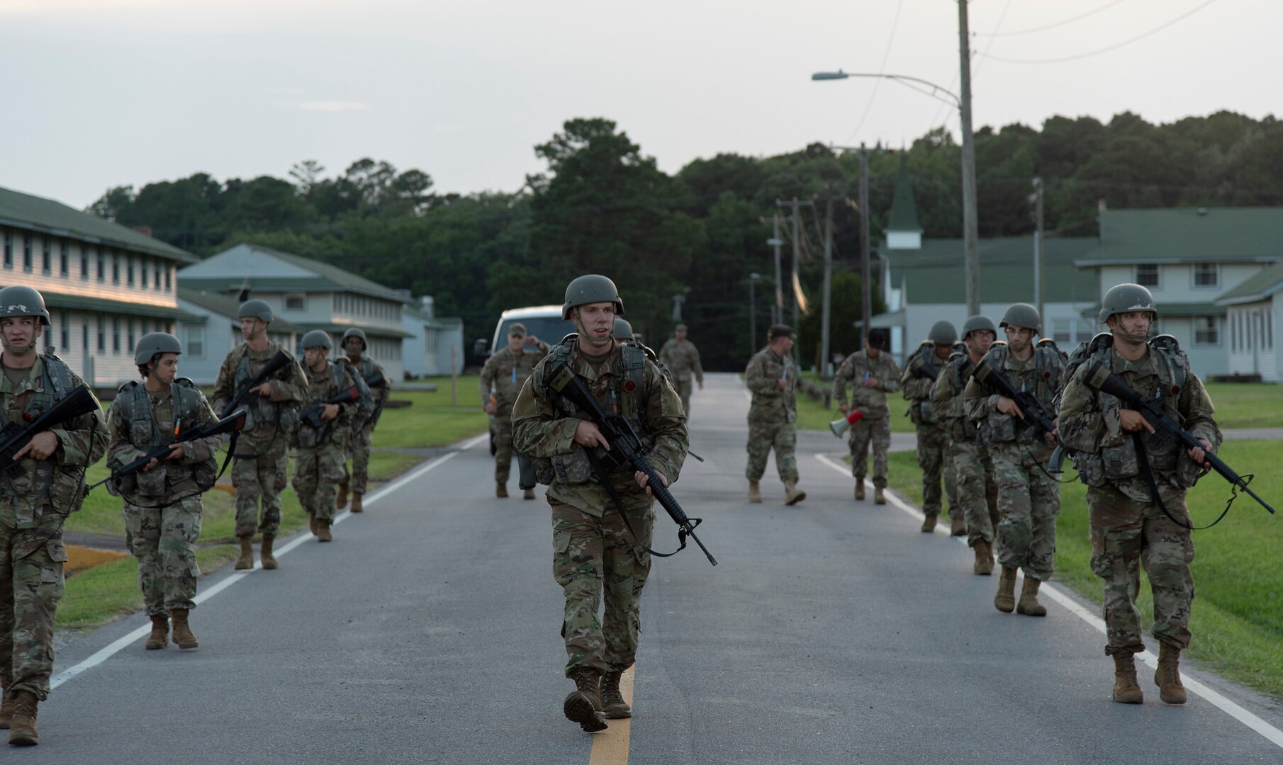 Twelve Virginia Army National Guard officer candidates launch into Phase II of Officer Candidate School July 17, 2021, at the State Military Reservation in Virginia Beach, Virginia. The candidates are part of OCS Class 64, and spent the weekend training at SMR where Virginia’s OCS was founded. The course is taught by cadre assigned to Fort Pickett-based 183rd Regiment, Regional Training Institute. (U.S. Army National Guard photo by Staff Sgt. Lisa M. Sadler)