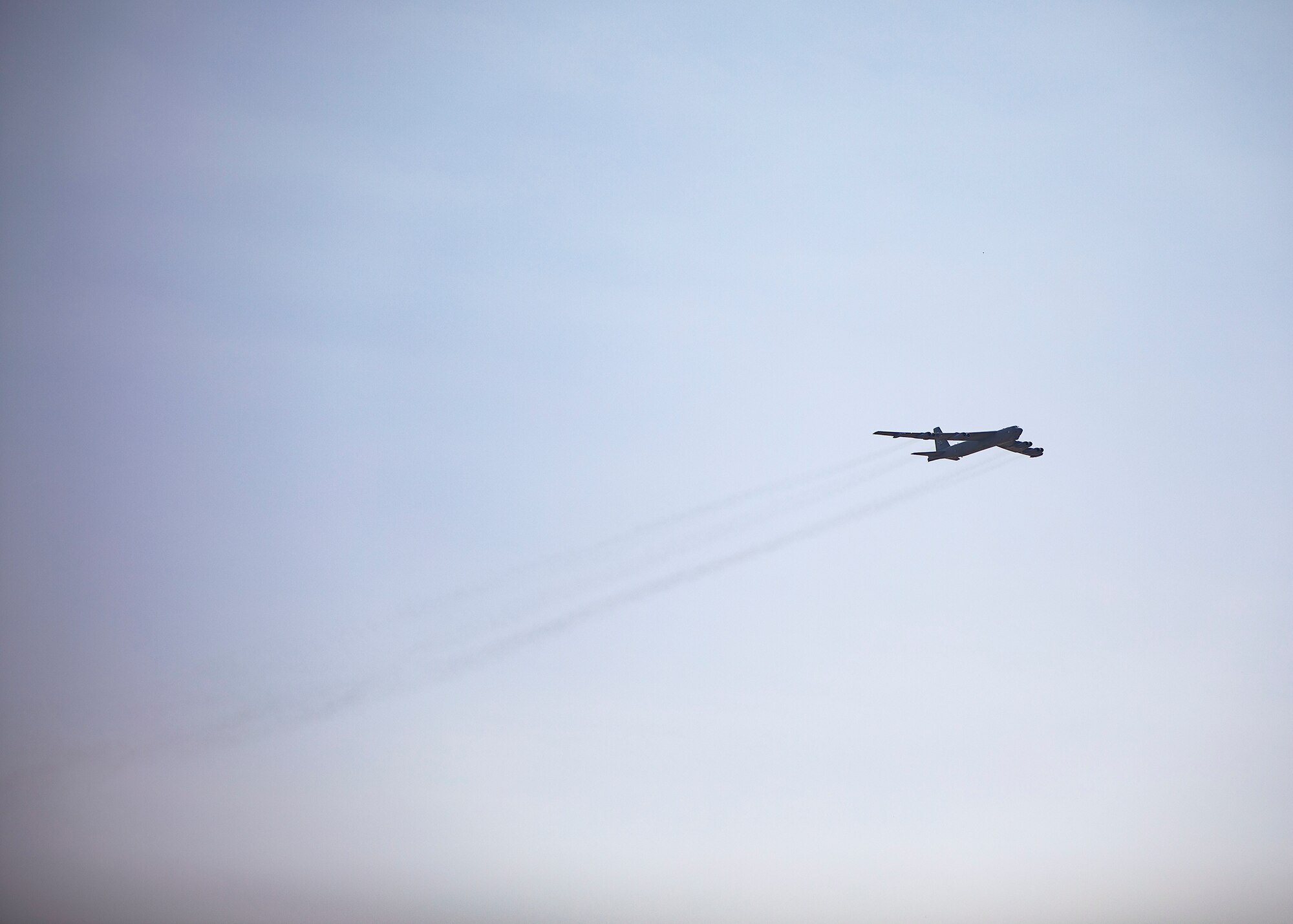 A B-52 Stratofortress flies over the Wings over Warren air show July 28, 2021 on F.E. Warren Air Force Base, Wyoming. Wings over Warren is an annual air show scheduled in conjuction with Cheyenne Frontier Days. (U. S. Air Force photo by Wyoming Army National Guard Sgt. Travis Burnham)