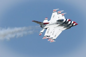 The Thunderbirds recited an aerial demonstration over F.E. Warren Air Force Base July 26, 2021. Practice was held in anticipation of Wings Over Warren, July 28, 2021. (U.S. Air Force photo by Airman 1st Class Charles Munoz)