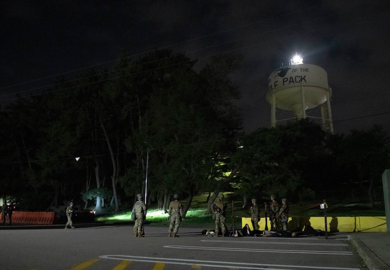 Airmen assigned to the 8th Fighter Wing respond to mass casualty training at Kunsan Air Base, Republic of Korea