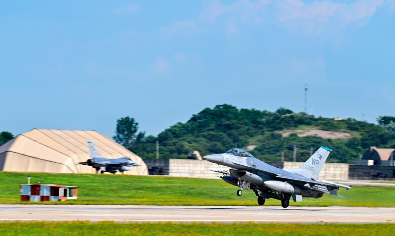 F-16 Fighting Falcon takes off at Kunsan Air Base, Republic of Korea