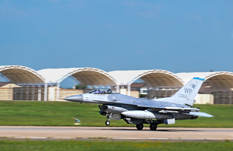 F-16 Fighting Falcon takes off at Kunsan Air Base, Republic of Korea