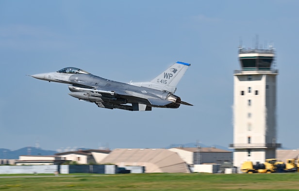 F-16 Fighting Falcon takes off at Kunsan Air Base, Republic of Korea