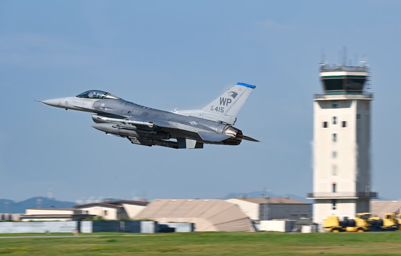 F-16 Fighting Falcon takes off at Kunsan Air Base, Republic of Korea