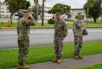 210726-N-PG340-1005 OKINAWA, Japan (July 26, 2021) Cmdr. Andrew Olsen (right), Naval Mobile Construction Battalion (NMCB) 5’s commanding officer, relieves Cmdr. Troy Brown, NMCB-4’s commanding officer, during a relief-in-place/transfer-of-authority ceremony on Camp Shields, Okinawa, Japan, July 26. NMCB-5 is the forward-deployed Indo-Pacific construction battalion. The battalion is ready to support a free and open Pacific by strengthening our network of allies and partners and providing general engineering and civil support to joint operational forces. Homeported out of Port Hueneme, California, NMCB-5 has 10 detachment sites deployed throughout the U.S. and Indo-Pacific area of operations.