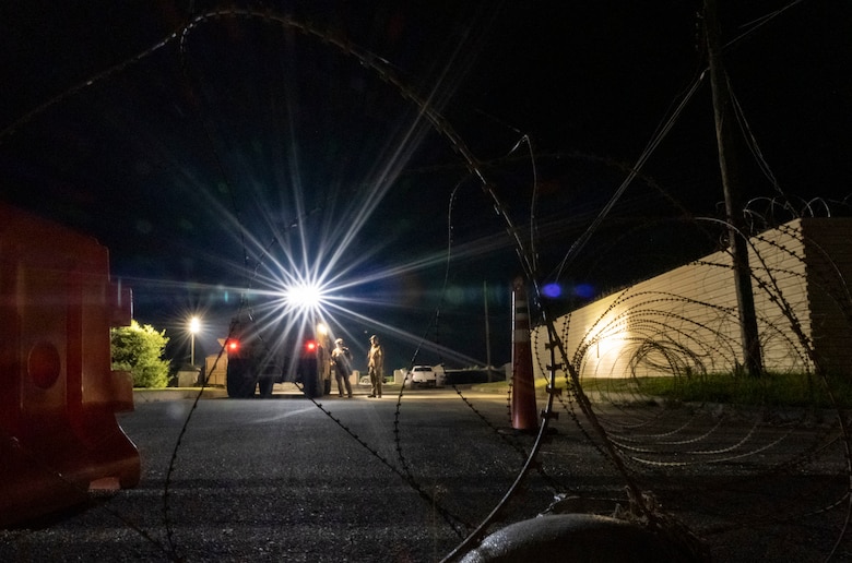 Explosive Ordinance Disposal Airmen respond to simulated vehicle-borne improvised explosive device.