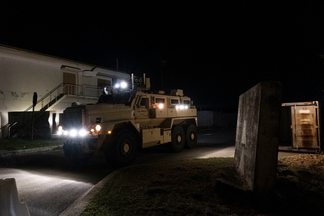 Explosive Ordinance Disposal Airmen respond to simulated vehicle-borne improvised explosive device.