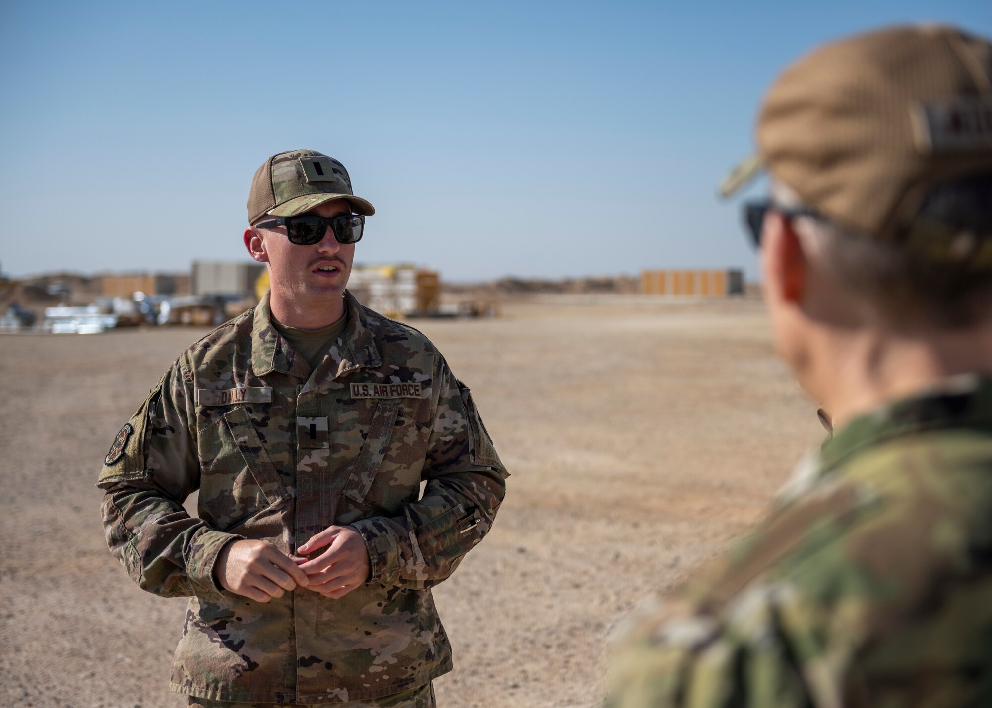 Two U.S. Airmen talk