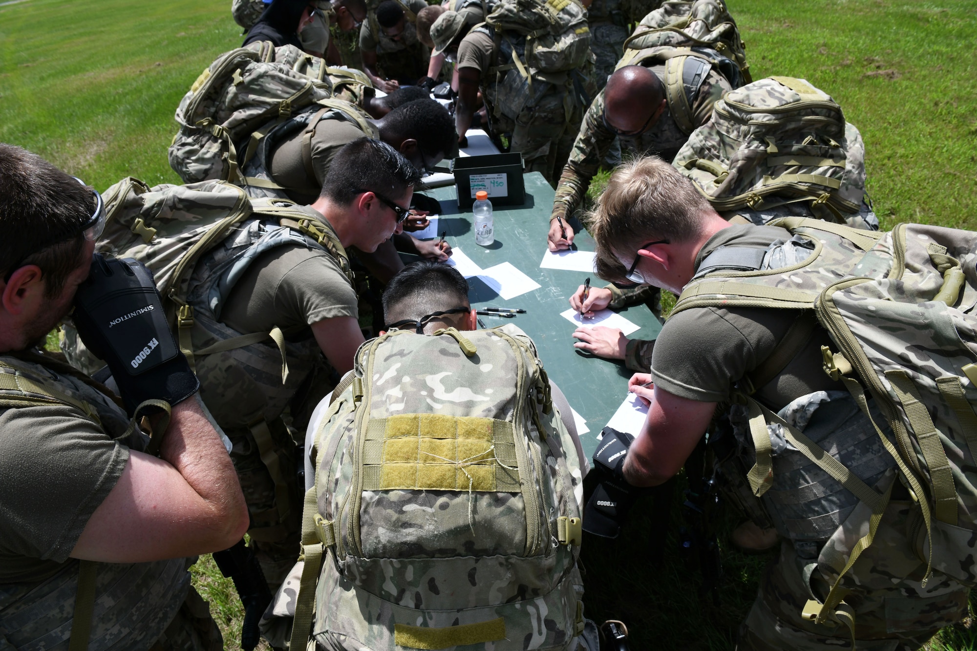 Military members taking a test