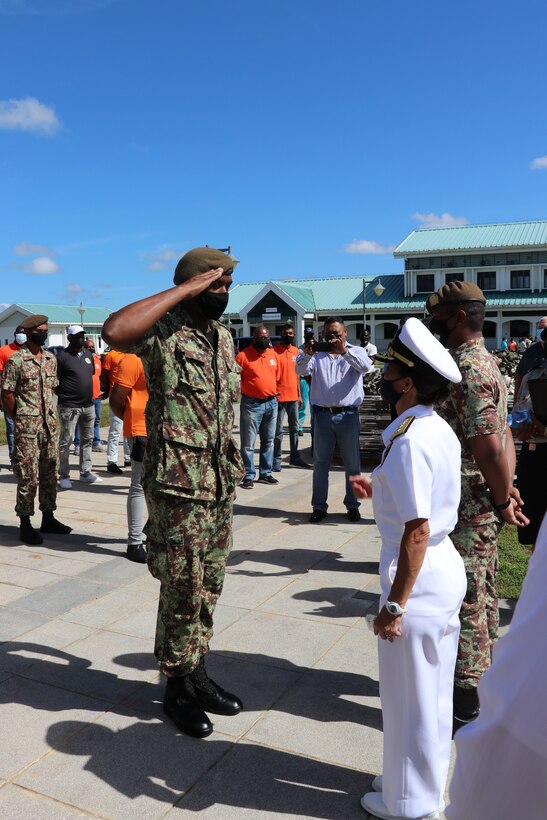 Chief of Staff, Rear Adm. Yvette Davids, was honored to join U.S. Ambassador Karen Lynn Williams to ceremonially hand over a new field hospital to Suriname.