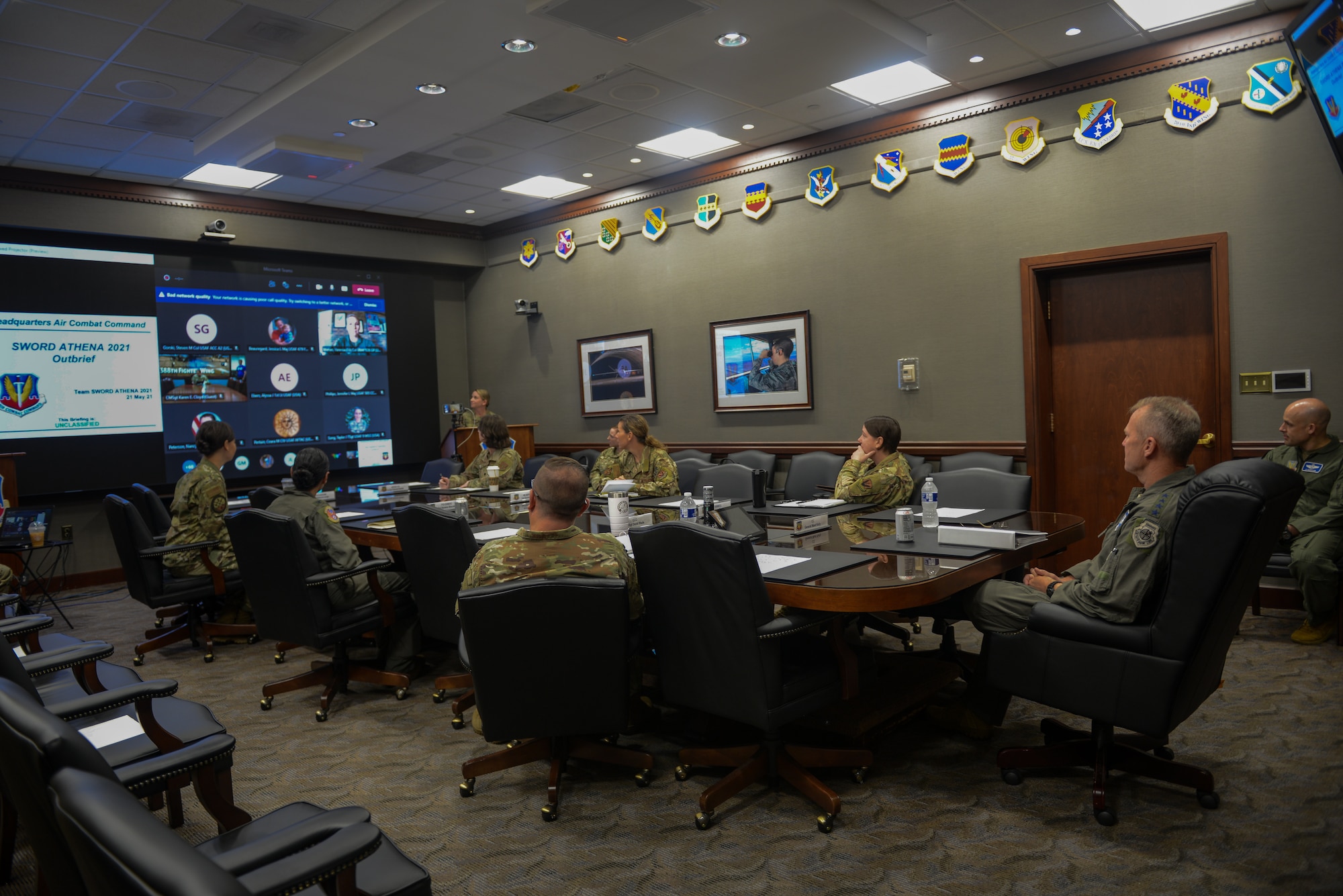 Military members in conference room