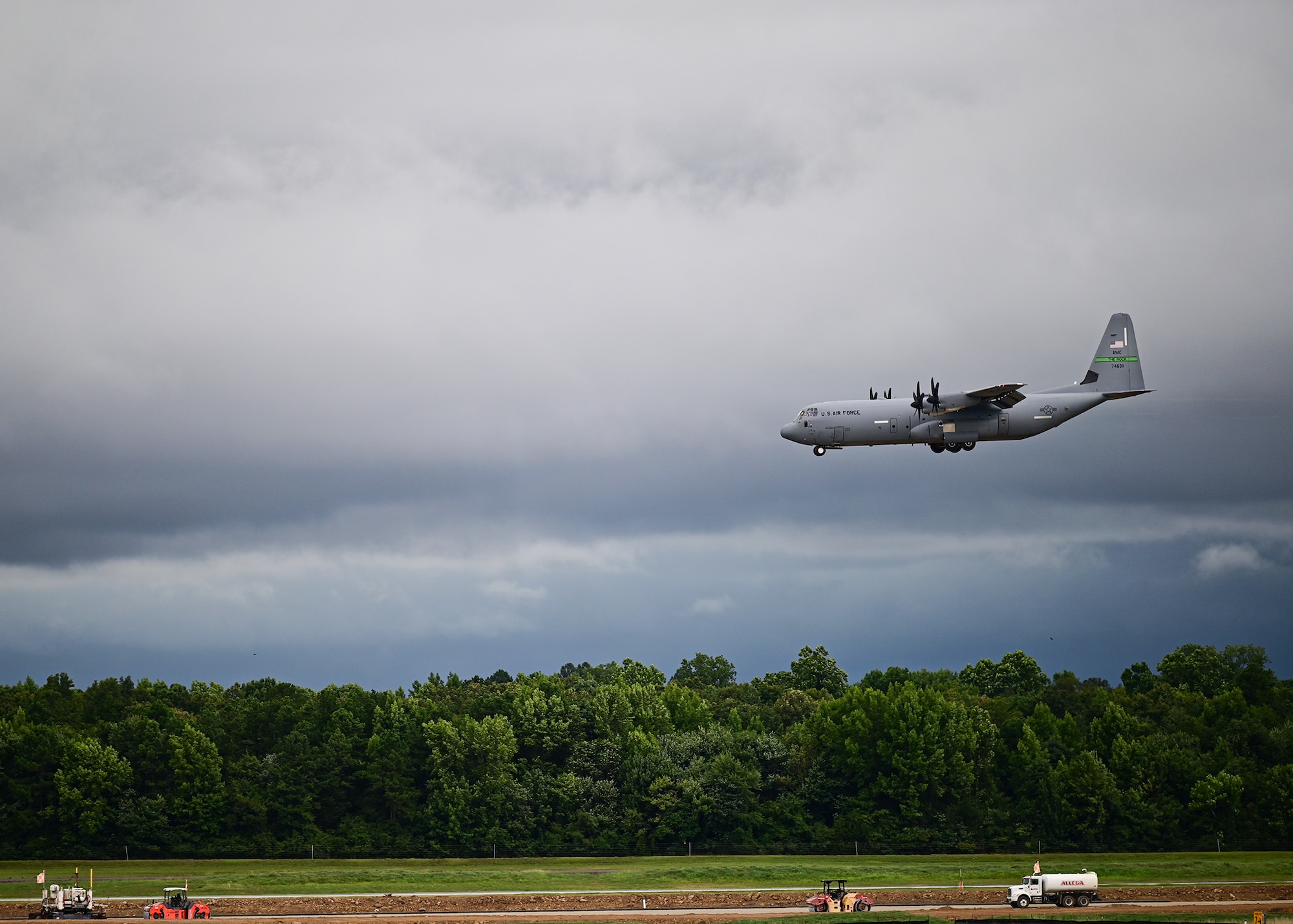 A C-130J Super Hercules assigned to the 19th Airlift Wing comes in for a landing