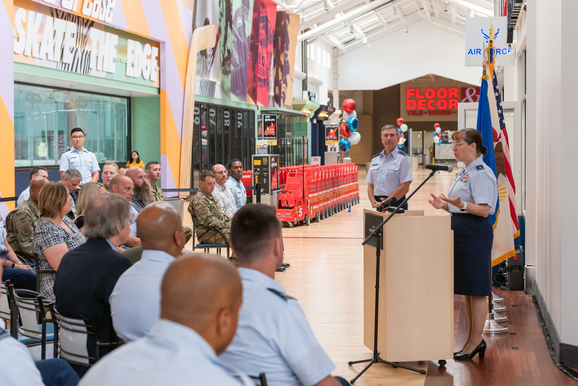 Airman speaking at ceremony.