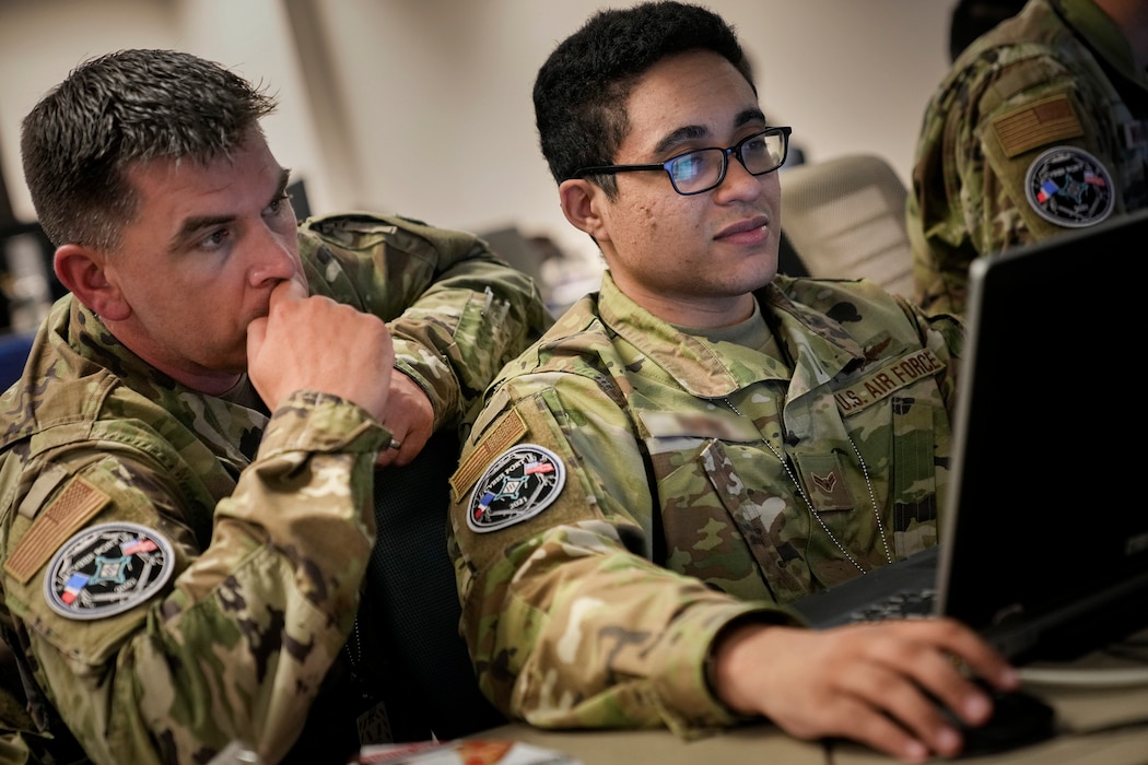 U.S. Cyber Command cyber warriors collaborate during the training exercise, Cyber Fort III, at Fort George G. Meade, Md., July 21, 2021.