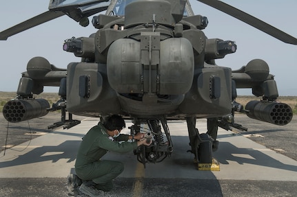 The Idaho Army National Guard's Orchard Combat Training Center hosted elements of the Republic of Singapore Air Force in July. Based in Arizona, the Singapore contingent operates eight AH-64 Apache helicopters as part of the Peace Vanguard Task Force.