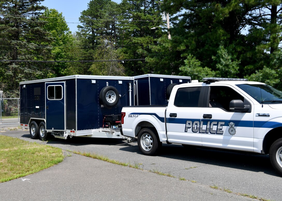 Last month the 104th Security Forces Squadron recieved domestic operations trailers helping the unit fulfill it's mission and protect the community. The trailers are multi-purpose and can be used to equip a 13 person security forces squad with command and control capability.  (U.S. Air National Guard Photo by Senior Airman Camille Lienau)