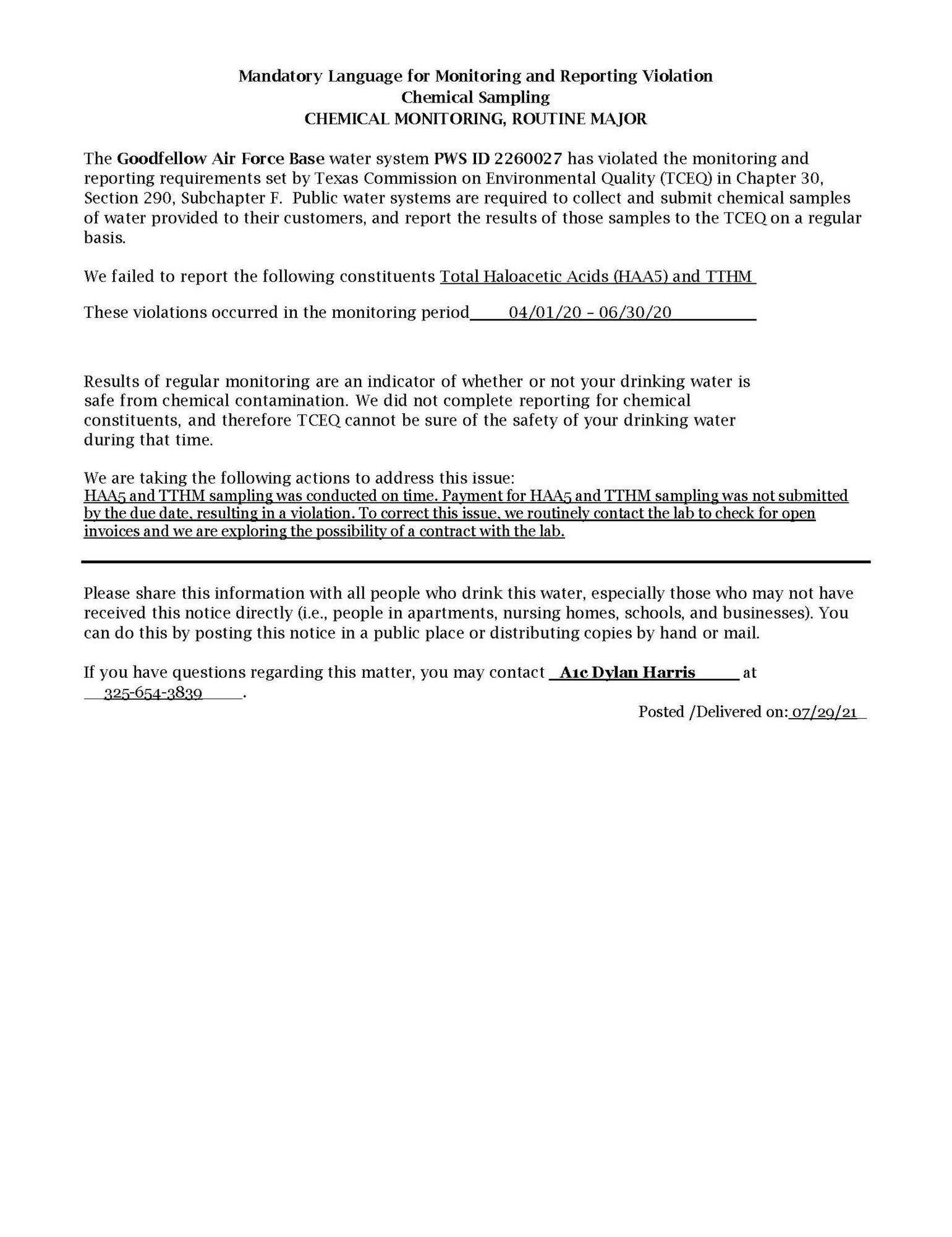 2021 Annual Drinking Water Quality Report Info