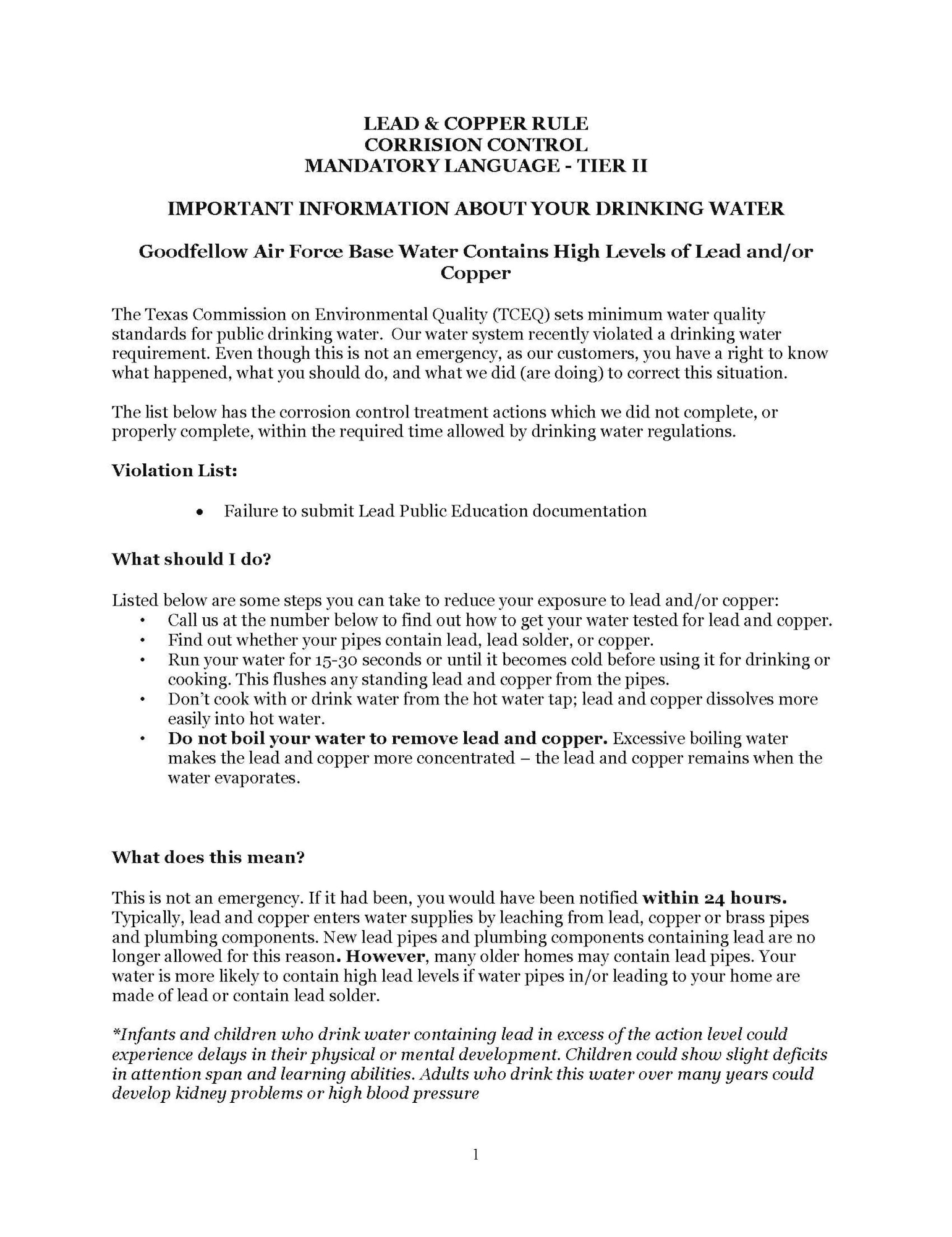 2021 Annual Drinking Water Quality Report Info