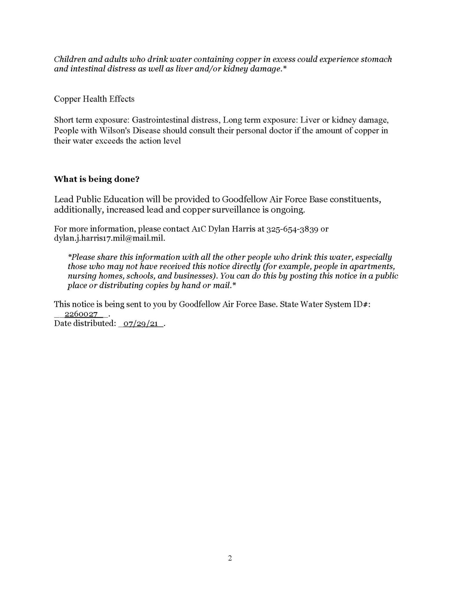 2021 Annual Drinking Water Quality Report Info