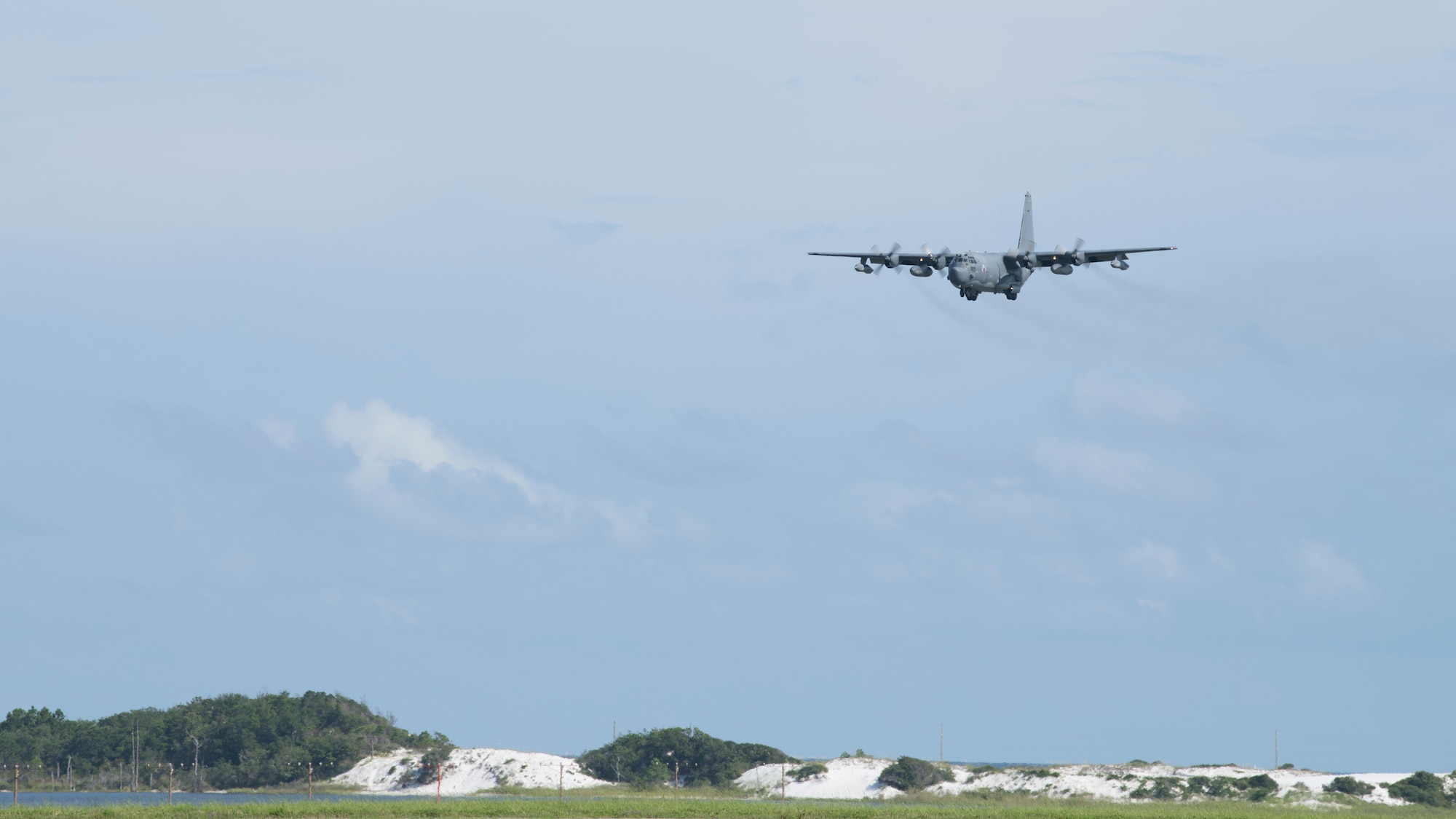 An MC-130H Combat Talon II assigned to the 15th Special Operations Squadron lands after a training sortie at Hurlburt Field, Florida, July 21, 2021.