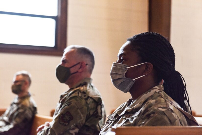 U.S. Air Force Chaplains and Religious Affairs Airmen attend the Army Chaplain Corps birthday ceremony at Joint Base McGuire-Dix-Lakehurst, N.J., July 29, 2021. Joint Base MDL Chaplains work with all services to meet the spiritual and religious needs of personnel.