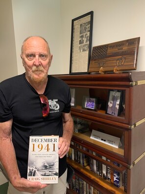 Retired Master Sgt. Robert Duit, attends the official opening of a lending library named after him in the Pacific Air Forces Headquarters building at Joint Base Pearl Harbor-Hickam, Hawaii, June 6, 2021. The library was dedicated by Robert’s son, U.S. Air Force Chief Master Sgt. Paul Duit, PACAF, in honor of his father’s legacy as a pararescueman during the Vietnam War. (Courtesy Photo)