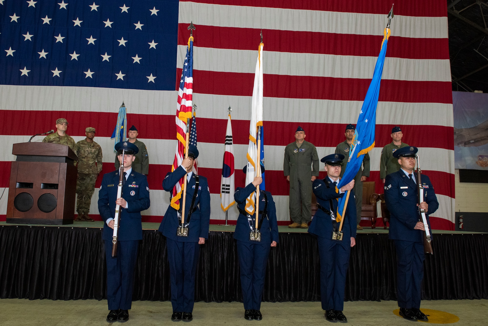 51st Operations Group held a change of command ceremony at Osan Air Base, Republic of Korea, May 28, 2021. Col. David Raymond transferred command of the 51st OG to Col. Matthew Gaetke.