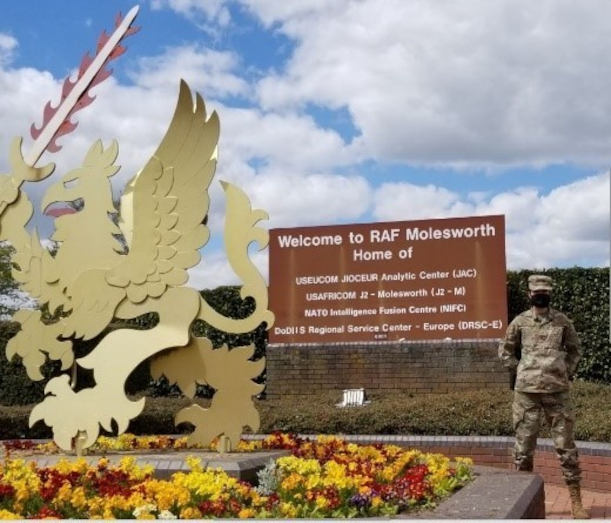 U.S. Air Force Staff Sgt. Sydney Suwannarat, an all-source intelligence analyst with the 217th Air Operations Group, 110th Wing, Battle Creek Air National Guard Base, Michigan, stands outside RAF Molesworth, England, May 7, 2021. Suwannarat is serving a multiyear tour at RAF Molesworth’s Joint Intelligence Operations Center, Europe (JIOCEUR) Analytic Center.