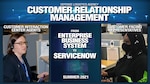 Graphic with two women wearing head sets. Text reads: Customer Relationship Management: From Enterprise Business System to ServiceNow.