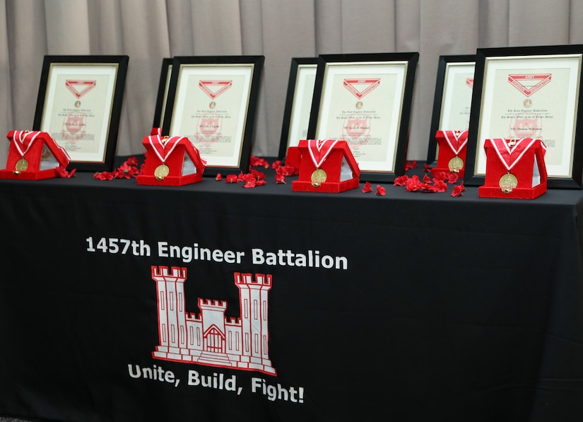 Eight Utah National Guard Soldiers, including the Adjutant General of the Utah National Guard, Maj. Gen. Michael Turley, received de Fleury awards at a 1457th Engineer Battalion ceremony at the Utah National Guard Headquarters May 22, 2021.