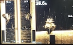 Sonar image depicting a sunken vessel on the James River in Virginia, May 27, 2021. (Photo by Chesterfield County Virginia Marine Team/Released)