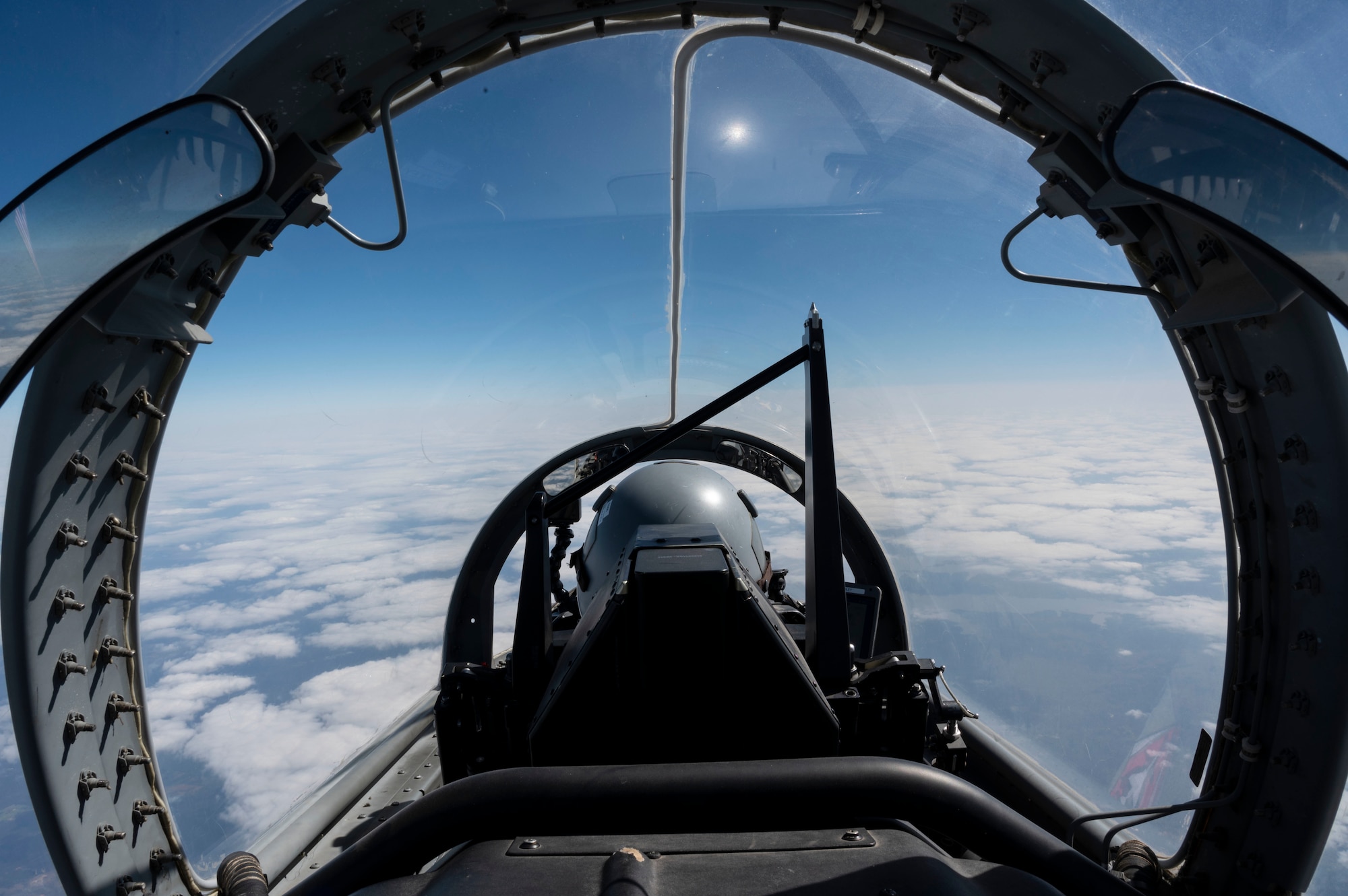 The 434th Flying Training Squadron flagship flies cross-country from Laughlin Air Force Base, Texas, Mar. 20. 2021. The 434th FTS flagship is a symbol of the squadron spirit, and this flagship was painted to commemorate the P-51 Mustang from World War II, flown by Robin Olds.(U.S. Air Force photo by Airman 1st Class David Phaff)