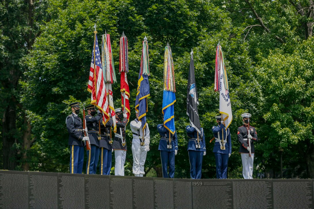U.S. Marine Corps Sgt. Maj. Troy E. Black, the 19th sergeant major of the Marine Corps, attends the Memorial Day name addition ceremony at the Vietnam Veterans Memorial in Washington, D.C., May 31, 2021. The ceremony was held to honor the families and their service members who died in the Vietnam War. Memorial Day serves as a remembrance for all veterans who fought and died in service to the Nation. (U.S. Marine Corps photo by Sgt. Victoria Ross)