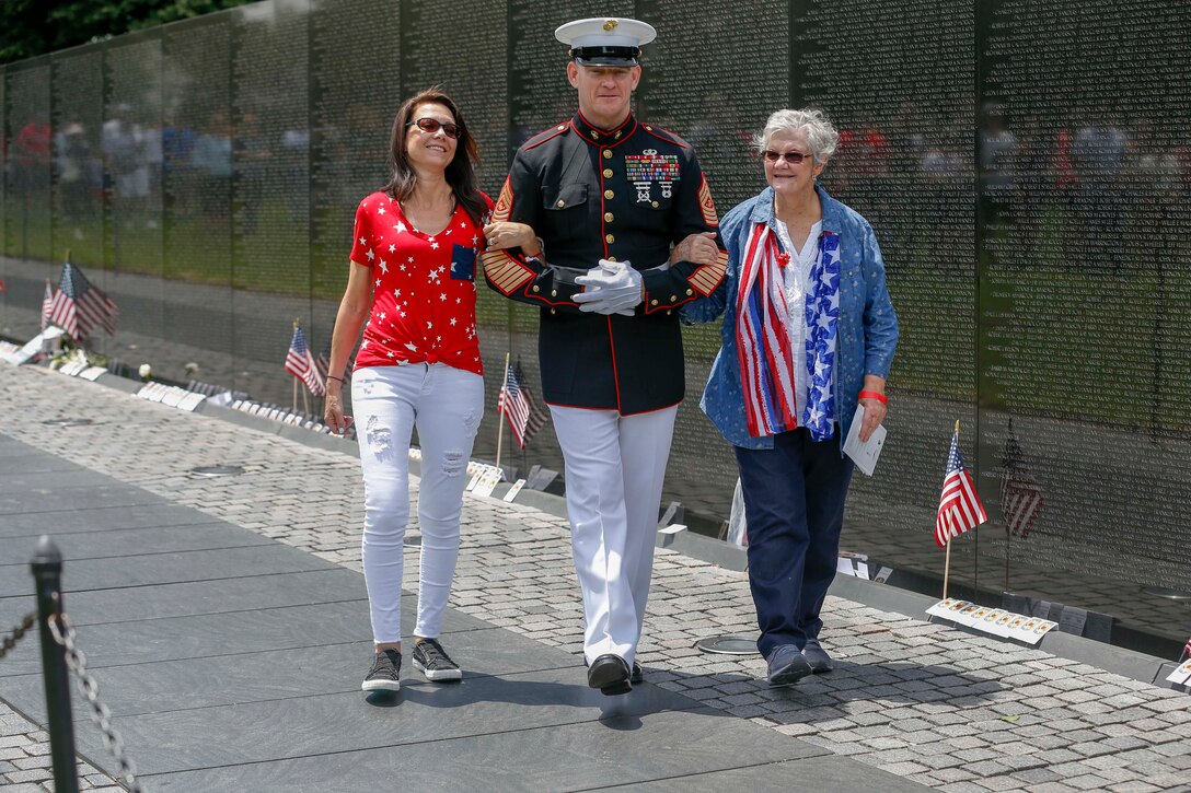 U.S. Marine Corps Sgt. Maj. Troy E. Black, the 19th sergeant major of the Marine Corps, attends the Memorial Day name addition ceremony at the Vietnam Veterans Memorial in Washington, D.C., May 31, 2021. The ceremony was held to honor the families and their service members who died in the Vietnam War. Memorial Day serves as a remembrance for all veterans who fought and died in service to the Nation. (U.S. Marine Corps photo by Sgt. Victoria Ross)