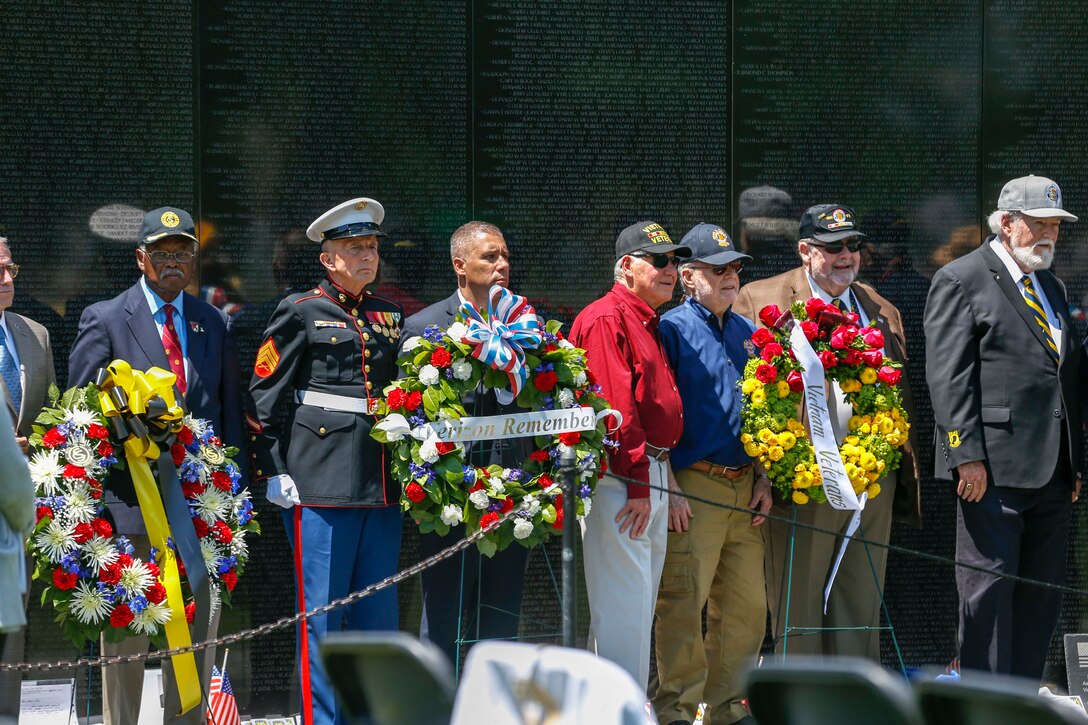 U.S. Marine Corps Sgt. Maj. Troy E. Black, the 19th sergeant major of the Marine Corps, attends the Memorial Day name addition ceremony at the Vietnam Veterans Memorial in Washington, D.C., May 31, 2021. The ceremony was held to honor the families and their service members who died in the Vietnam War. Memorial Day serves as a remembrance for all veterans who fought and died in service to the Nation. (U.S. Marine Corps photo by Sgt. Victoria Ross)