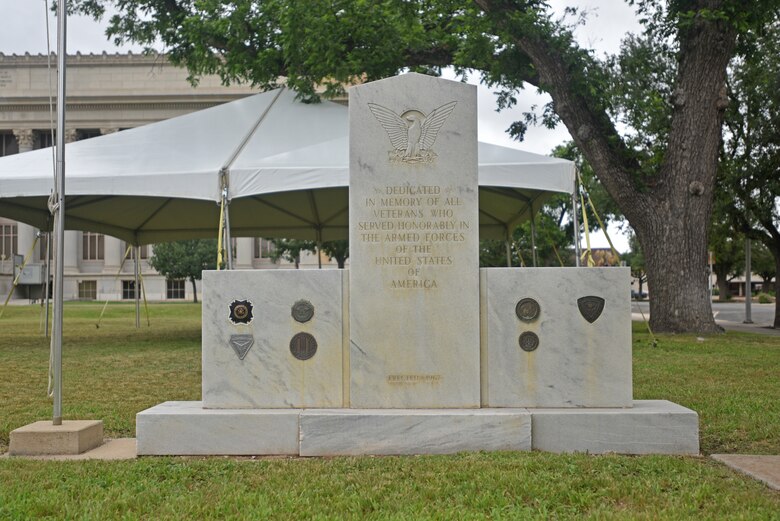 A statue in downtown San Angelo, Texas, May 31, 2021. The San Angelo community held a ceremony to rededicate the statue to the men and women who died while serving in the U.S. military. (U.S. Air Force by Senior Airman Ashley Thrash)