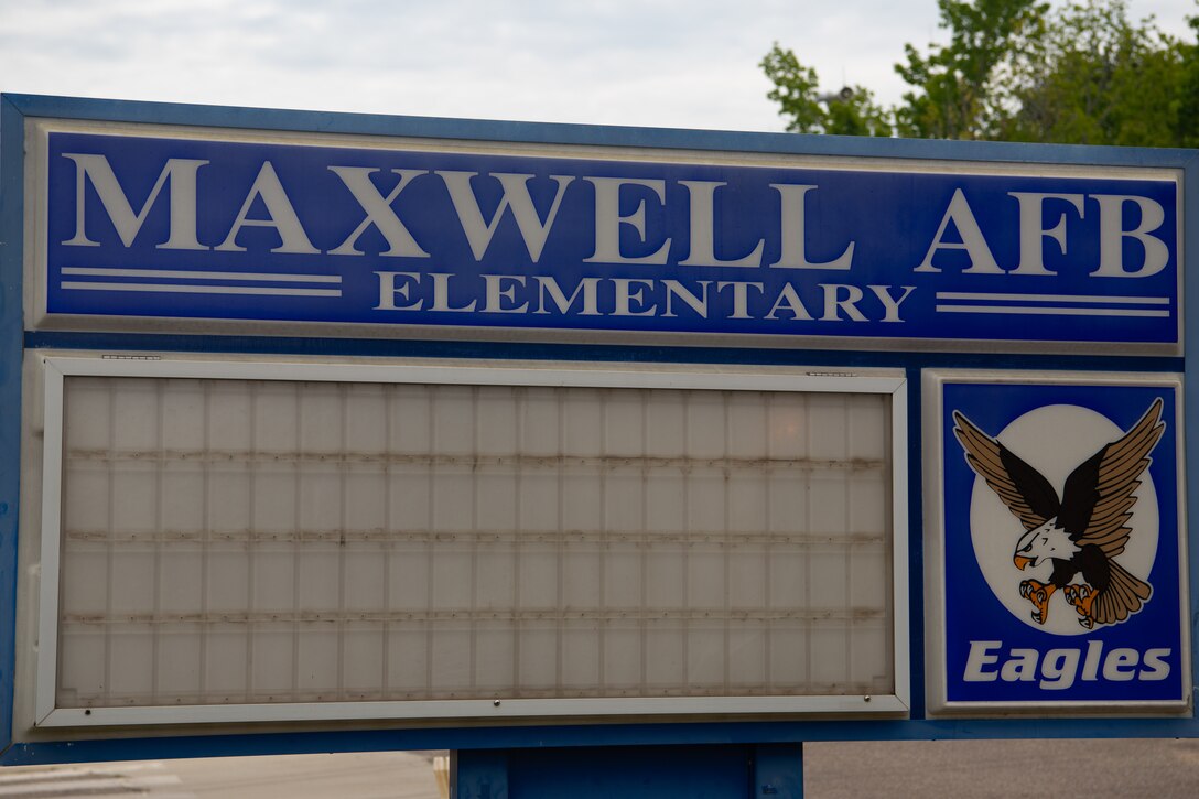 The school marquee outside of Maxwell Elementary/Middle School on Maxwell Air Force Base, Alabama.