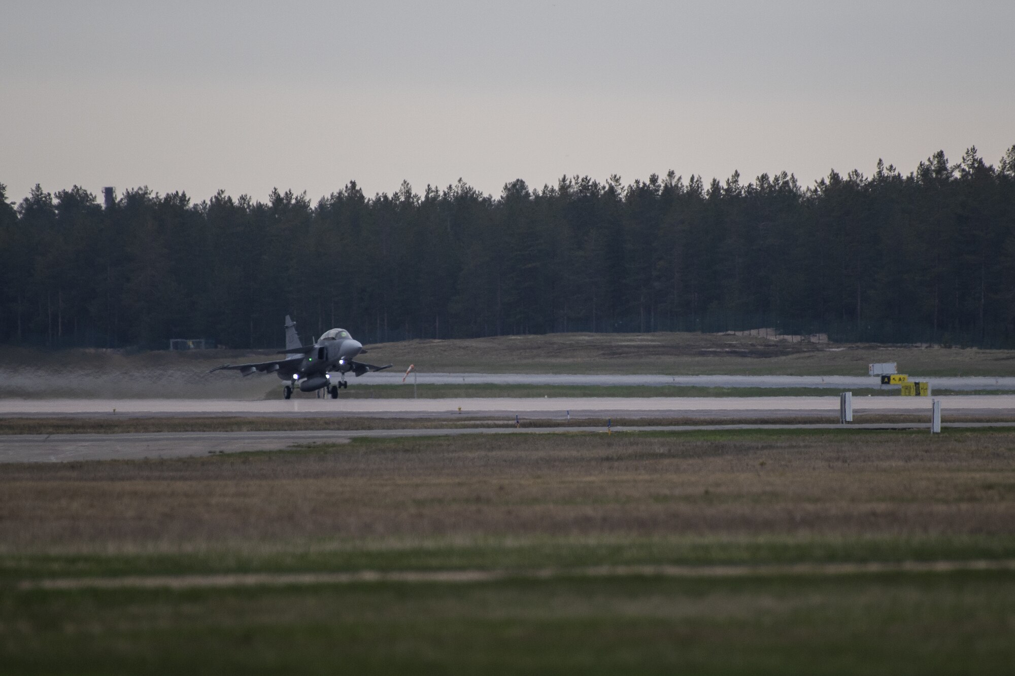 A U.S. Air Force F-16 Fighting Falcon from the 480th Fighter Squadron at Spangdahlem Air Base, Germany, takes off from the runway at Kallax Air Base, Sweden, May 19, 2021. Airmen from the 52nd FW deployed to Sweden two weeks prior to the start of Arctic Challenge Exercise 2021 in order to maximize training operations with the Swedish air force during Spangdahlem's flightline repairs. (U.S. Air Force photo by Senior Airman Ali Stewart)