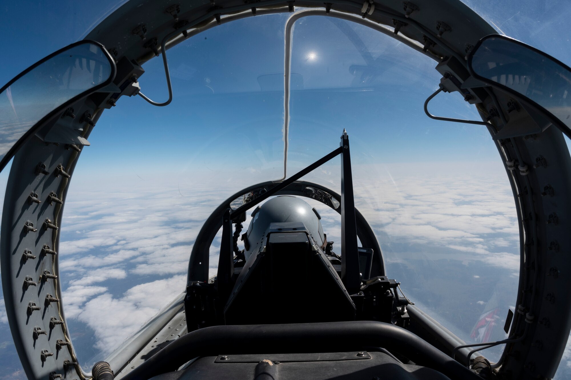 The 434th Flying Training Squadron flagship flies cross-country from Laughlin Air Force Base, Texas, Mar. 20. 2021. The 434th FTS flagship is a symbol of the squadron spirit, and this flagship was painted to commemorate the P-51 Mustang from World War II, flown by Robin Olds.(U.S. Air Force photo by Airman 1st Class David Phaff)
