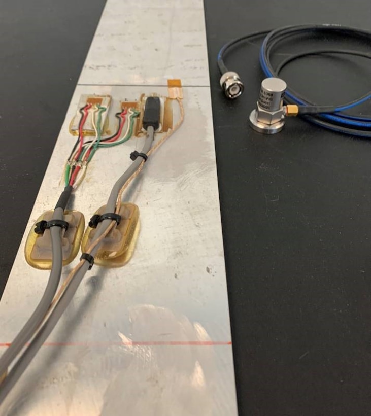 An example of the accelerometer and strain gages to be used during the Ship Hull Monitoring Program for Rapid Prototyping and Experimentation (RAPx) of Unmanned Systems in 2021.