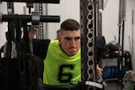U.S. Army Spc. Adam Barlow, Headquarters and Headquarters Battery, 65th Field Artillery Brigade, participates in the dips event of the fitness event at the Army National Guard's Region VII Best Warrior Competition at Fort Carson, Colorado Springs, Colorado, May 17-20, 2021. The fitness test consisted of eight events, primarily upper body, followed by a three mile run. Sixteen elite Noncommissioned officers and Soldiers from eight states and territories compete in this competition. (U.S. Army National Guard photo by Spc. Taylor Lakey-Tamacori)