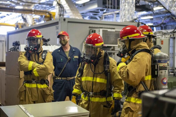 Damage Control Training Aboard USS Charleston (LCS 18)