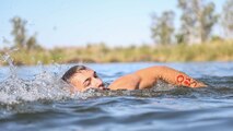 U.S. Marines with Headquarters and Headquarters Squadron (H&HS) compete in a squadron competition at Lake Martinez, Ariz., May 28, 2021. The competition consisted of a triathlon style challenge as a way of improving morale and comradery through competition between the different sections of H&HS. (U.S. Marine Corps photo by Sgt. Jason Monty)